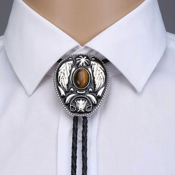 No Brand Other - New Vintage Style Bolo Tie Men’s Western Leaf Design Rustic Fashion Accessory